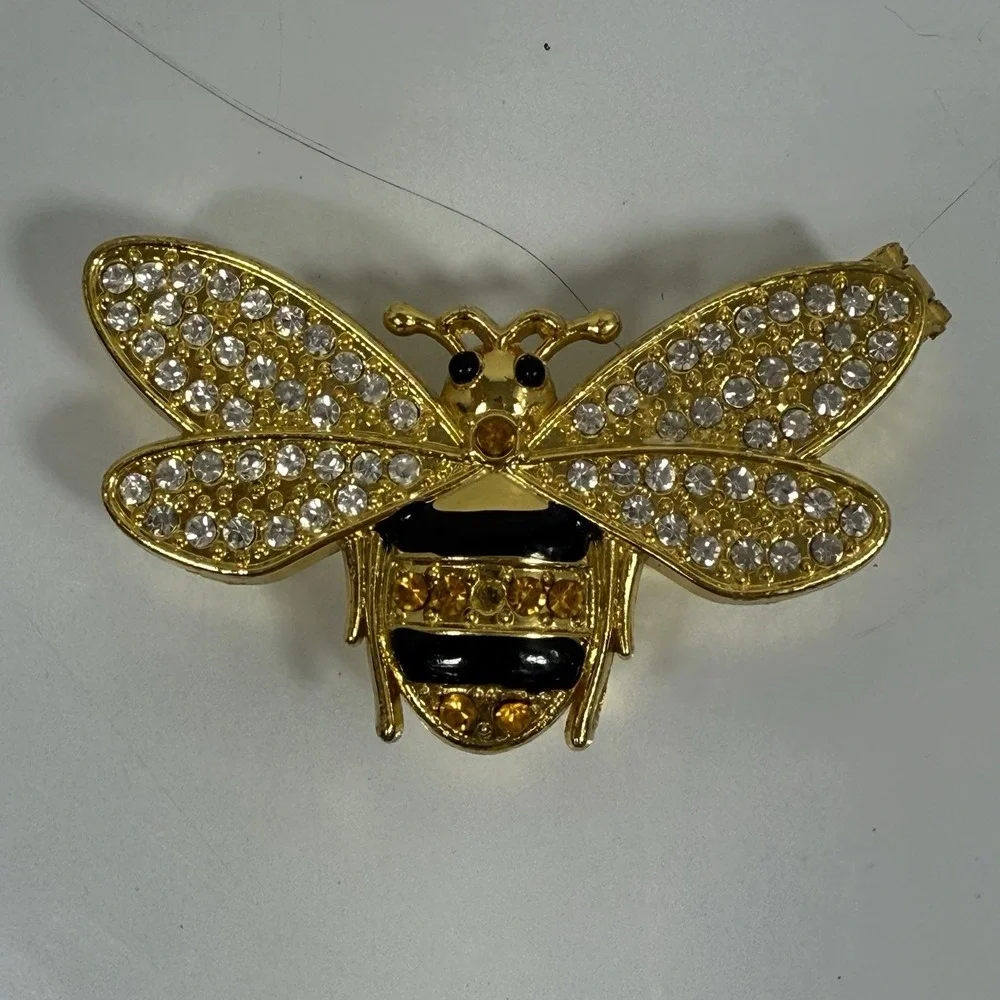 Bee Jeweled‎ Gold Tone Trinket Box Rhinestones